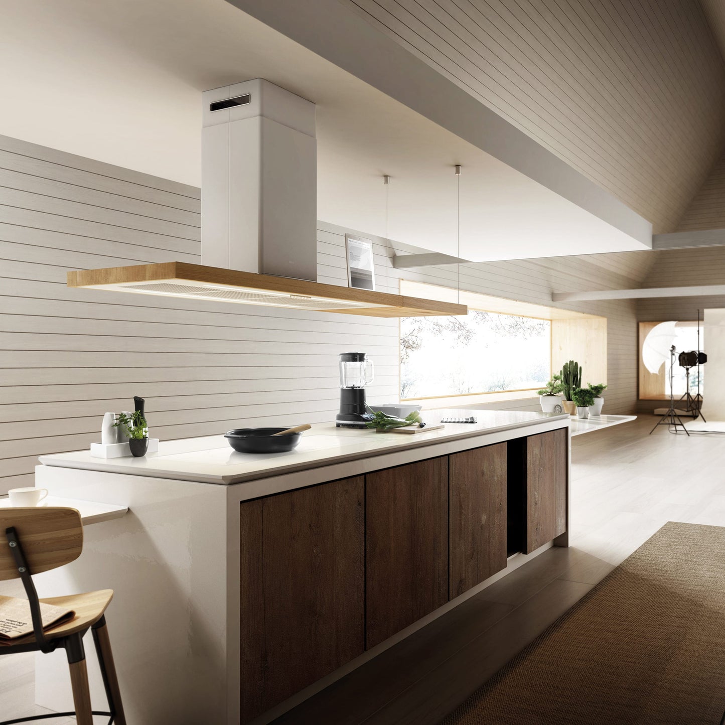 elica Bio Island 48inch / 70inch (120cm/180cm) Oak Country Style Island Range Hood